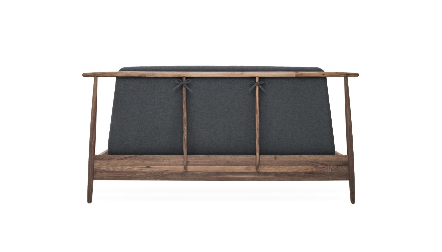 Eaves Walnut Upholstered Bed Frame In New Condition For Sale In London, GB
