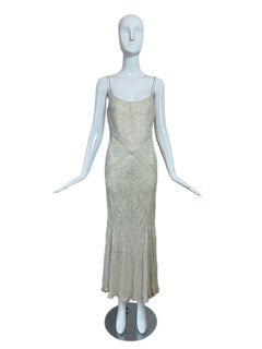 EAVIS & BROWN 90's Vintage Couture Silk Beaded Wedding Gown Bridal Dress Shawl