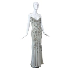 EAVIS & BROWN 90's Vintage Couture Silk Hand Beaded Embroidered Gown Maxi Dress