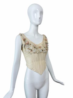 EAVIS & BROWN 90's Vintage Vanilla Silk Embellished Hard Boned Bridal Corset