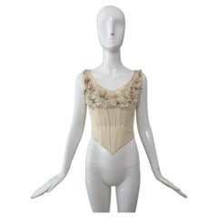 EAVIS & BROWN 90's Vintage Vanilla Silk Embellished Hard Boned Bridal Corset