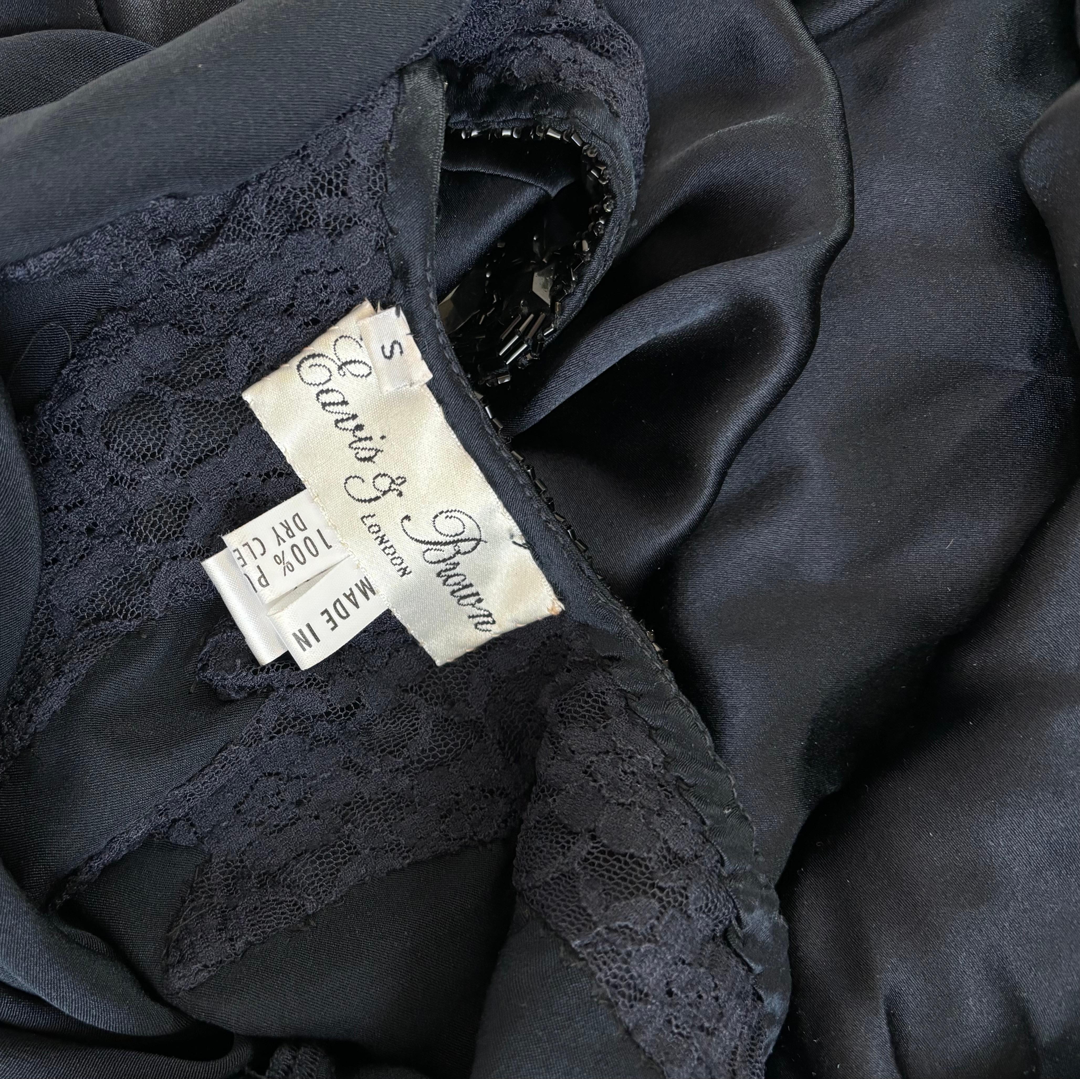 Eavis & Brown Vintage Backless Long Evening Gown Maxi Dress Midnight Blue In Excellent Condition In Leonardo, NJ