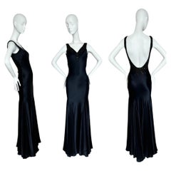 Eavis & Brown Vintage Backless Long Evening Gown Maxi Dress Midnight Blue
