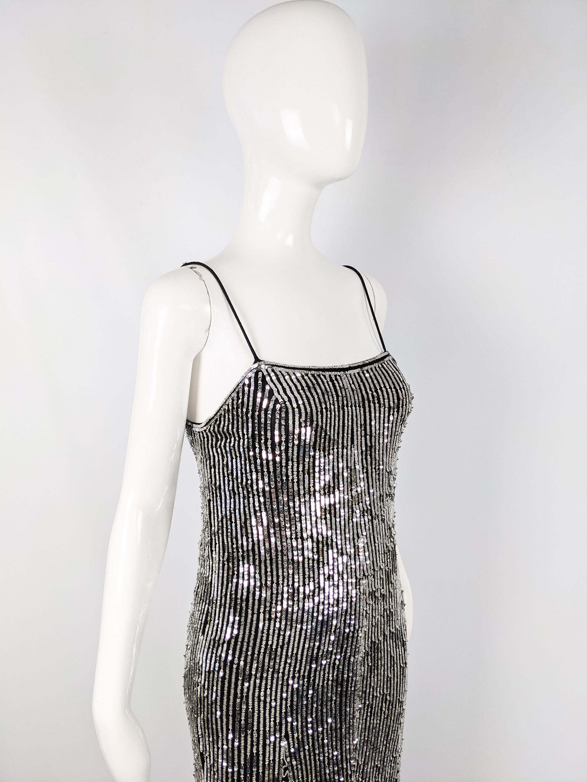 Eavis & Brown Vintage Black & Silver Sleeveless Flapper Style Party Dress 1