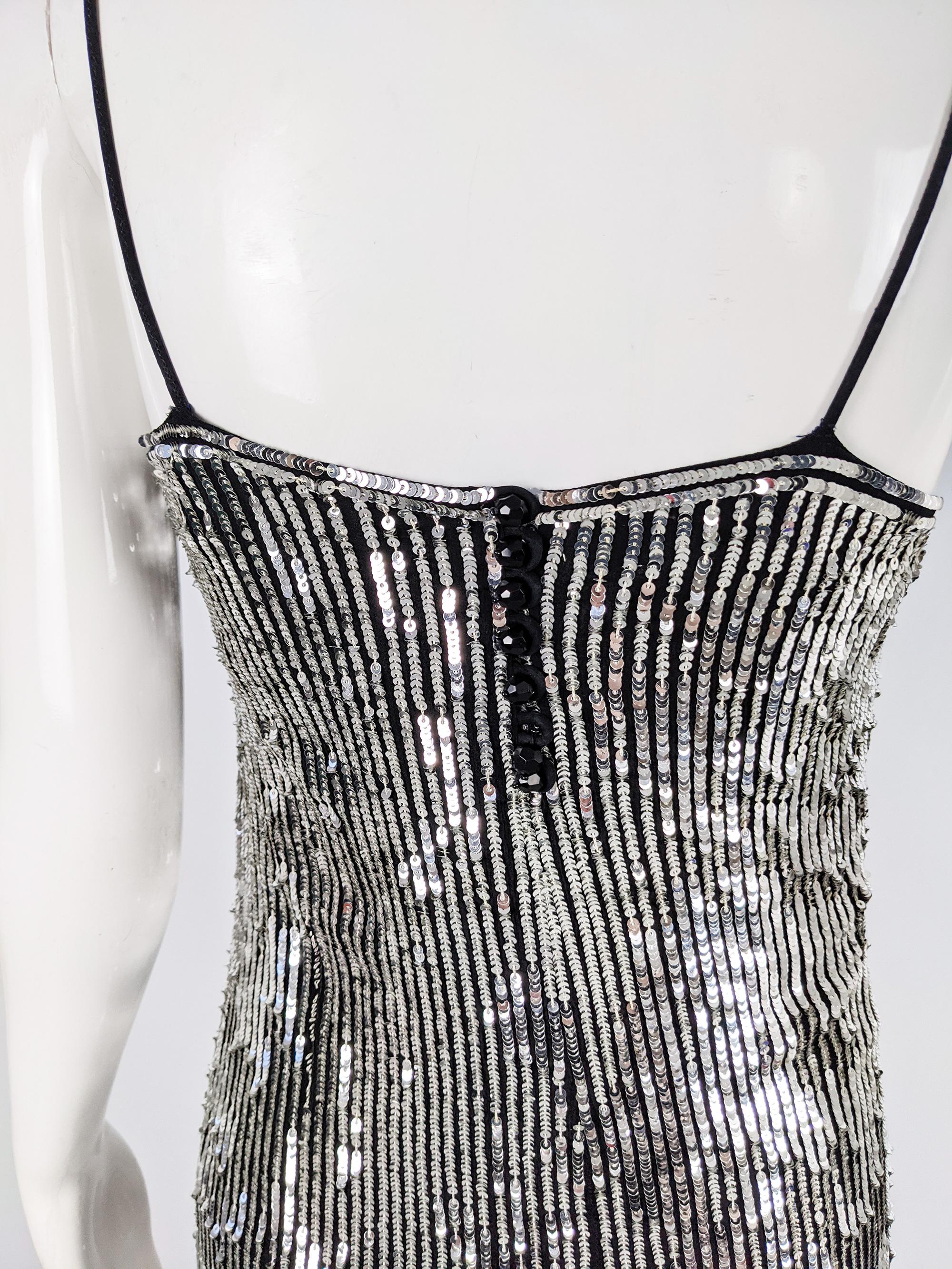 Eavis & Brown Vintage Black & Silver Sleeveless Flapper Style Party Dress 3