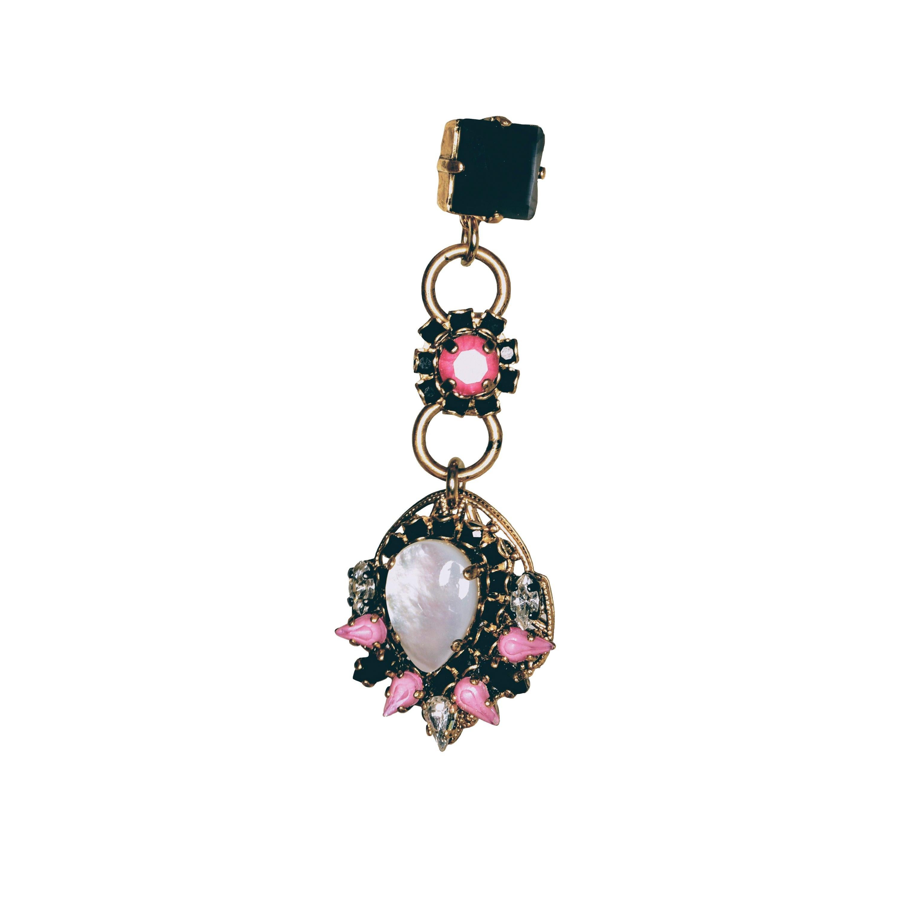 EB Flower Motif Crystal Stone Earrings For Sale