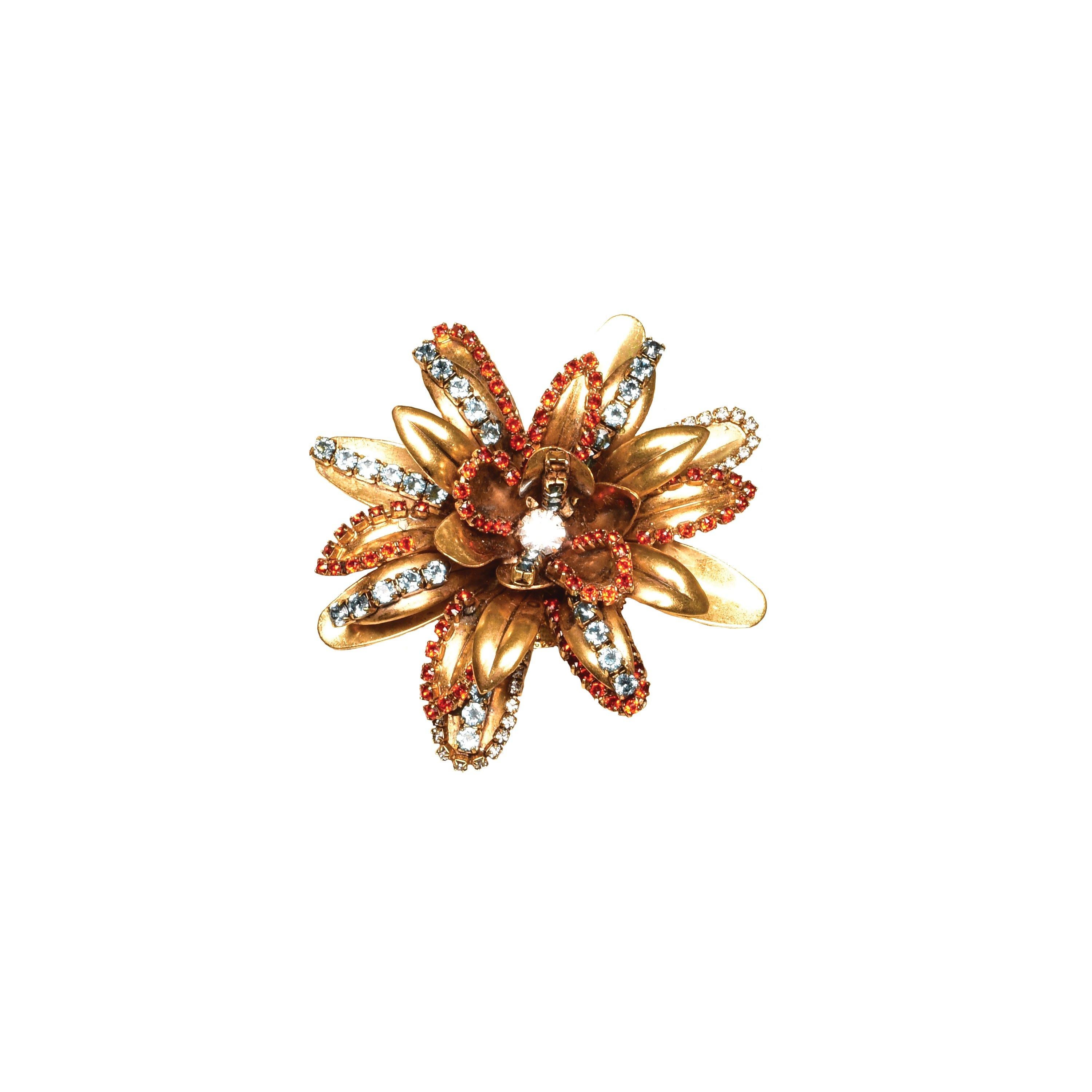 EB Gold Fall Flower Brooch For Sale