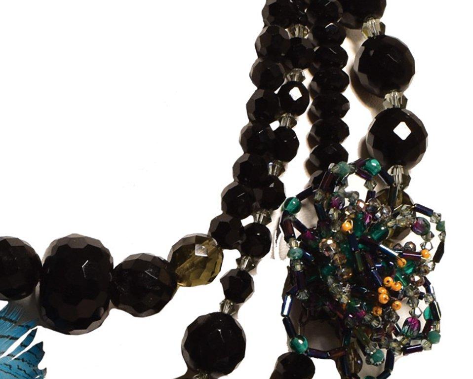EB In-House Feathered Onyx 5-strand Necklace In New Condition For Sale In New York, NY