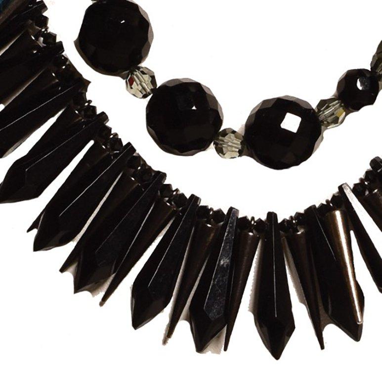 Women's EB In-House Feathered Onyx 5-strand Necklace For Sale