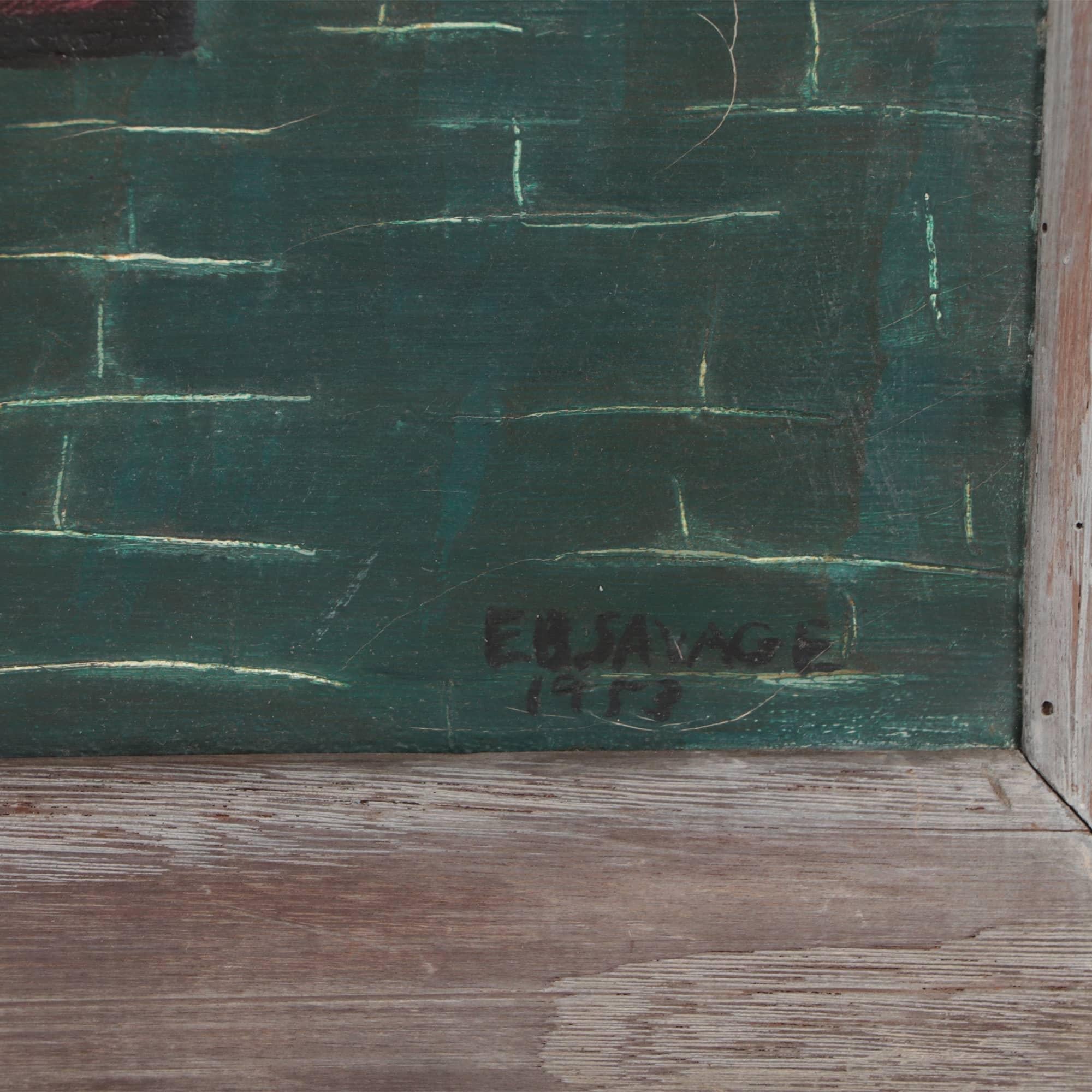 Mid-20th Century E.B. Savage, A New Jersey / New York City Street Scene, Oil on Canvas Painting
