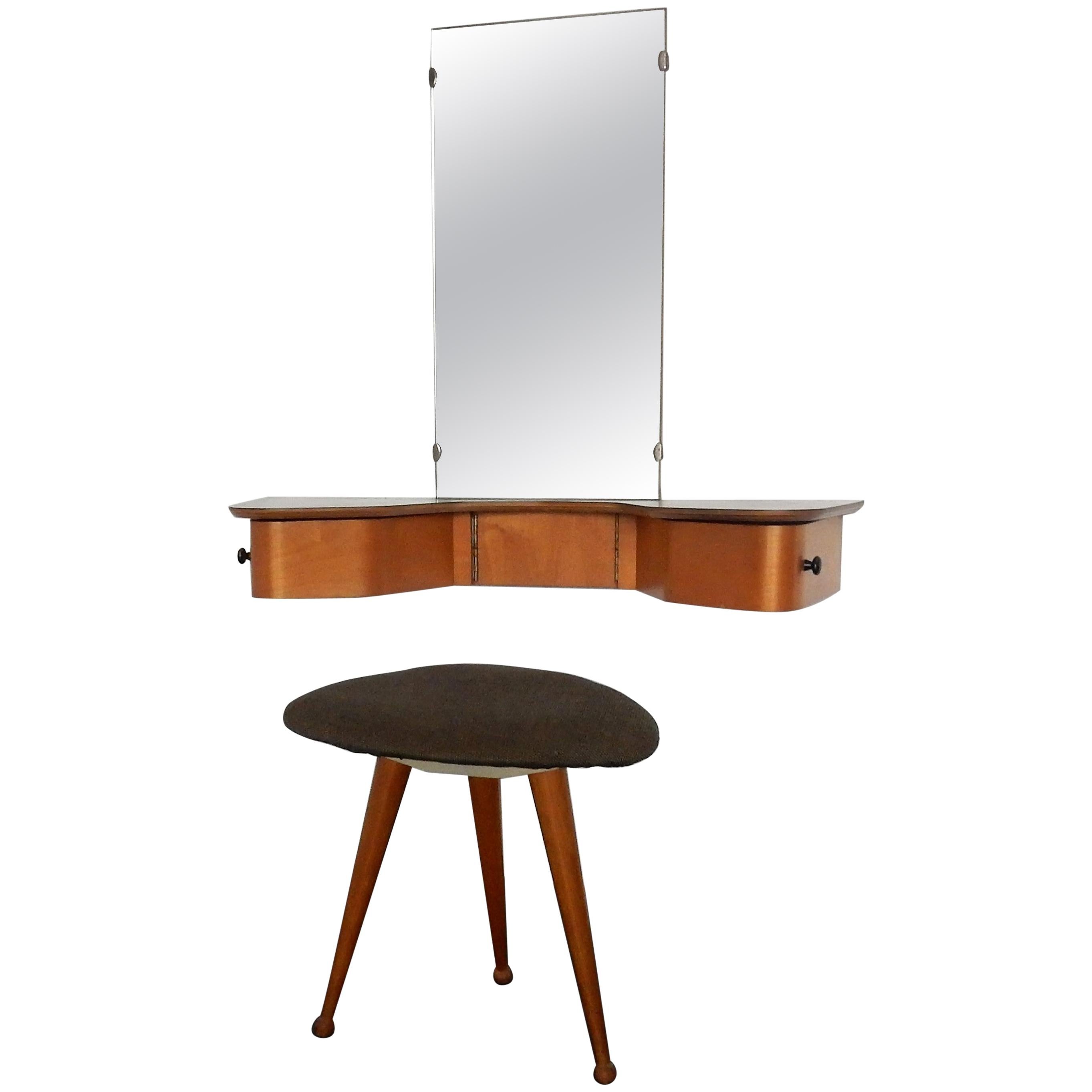 EB05 Wall Mount Dressing Table with Tripod Stool by Cees Braakman for Pastoe