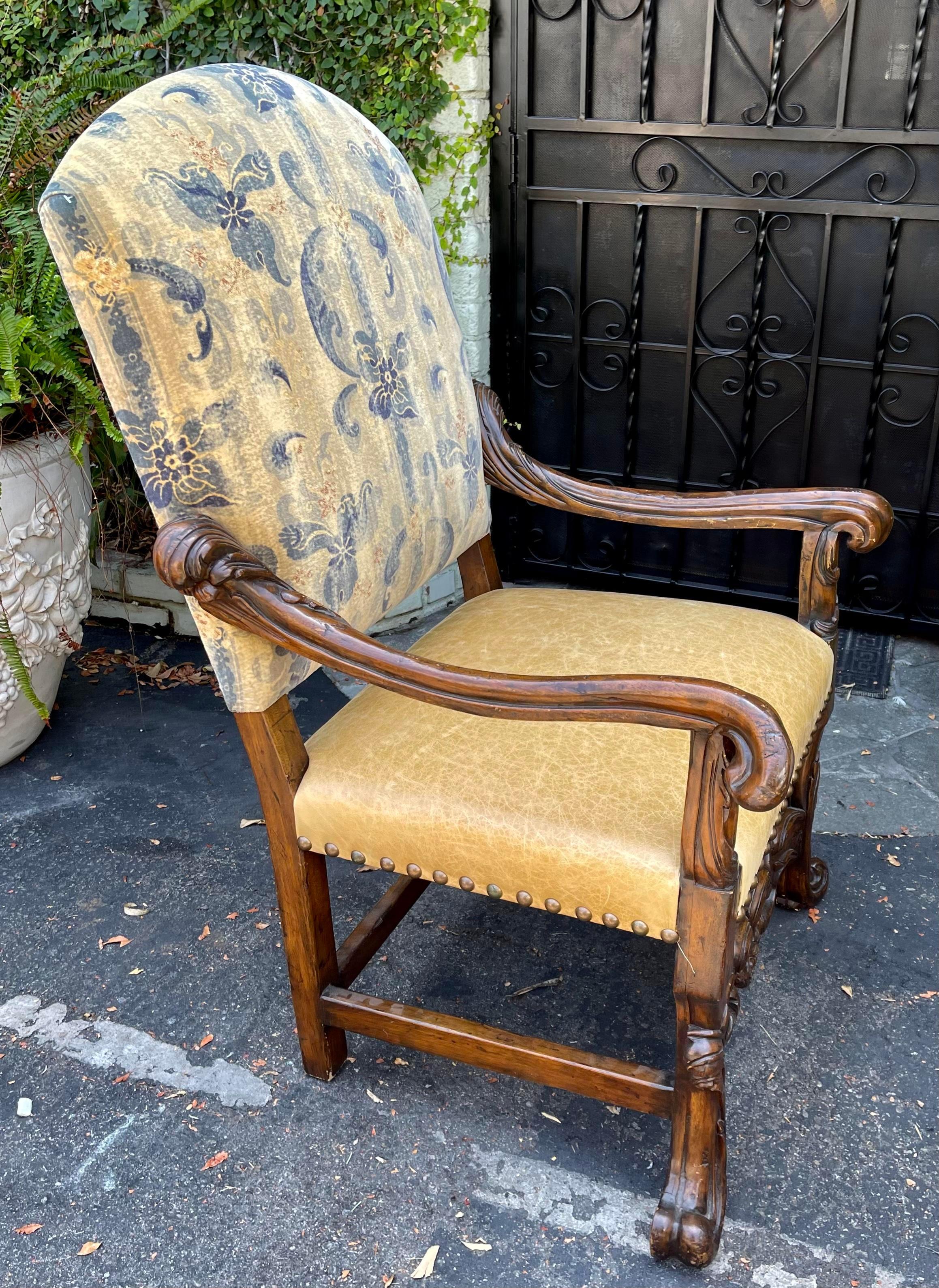 Colonial espagnol Fauteuil trône colonial espagnol de style Ebanista du 18ème siècle en vente