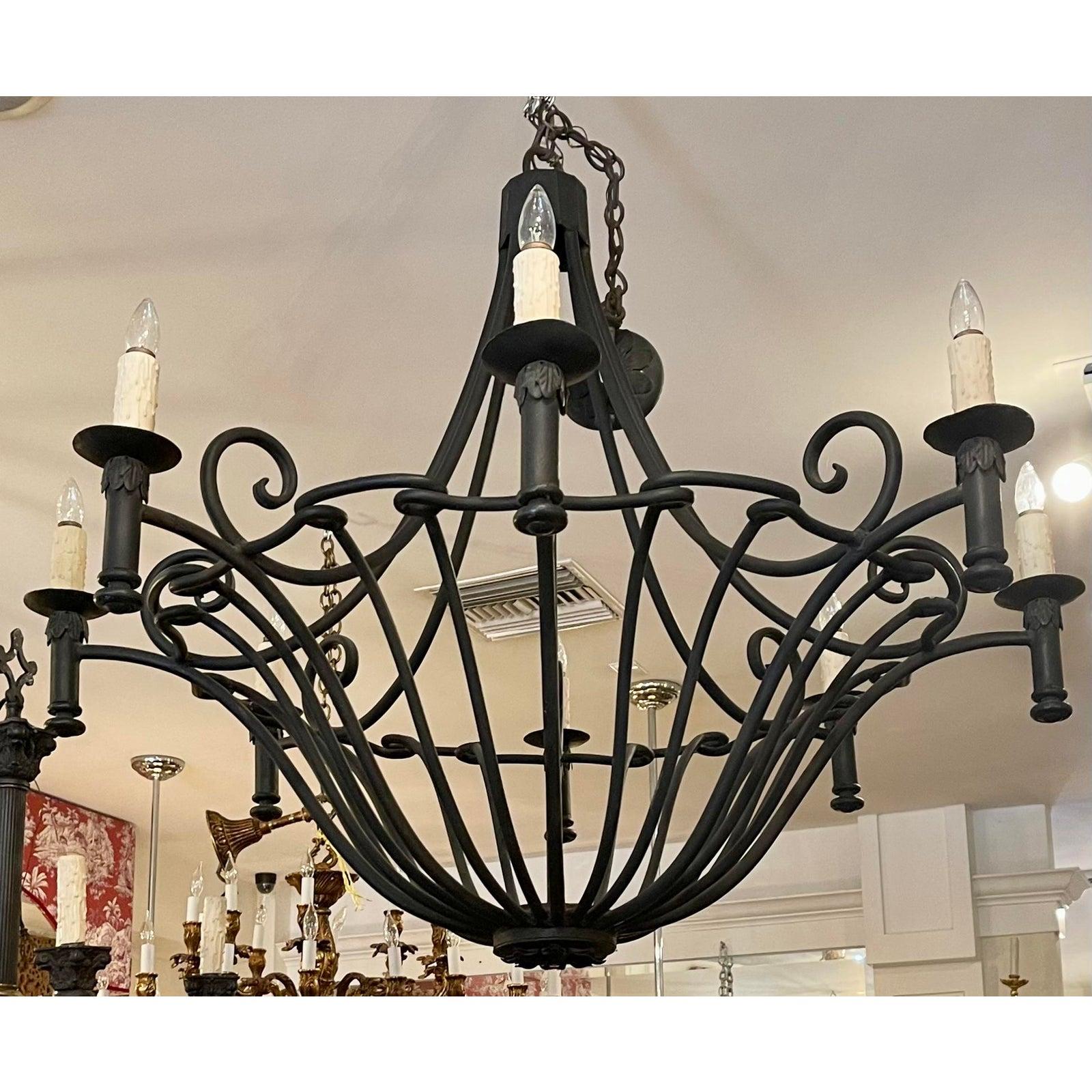 Ebanista Spanish Colonial Wrought Iron Chandelier Famous Estate In Good Condition For Sale In LOS ANGELES, CA