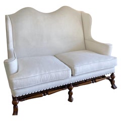 Used Ebanista William & Mary Walnut Wingback Sofa Settee by Alfonso Marina