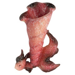 Ebb Tide Vase Fish & Shell Pink Speckled Ceramic Vase by Hull Pottery