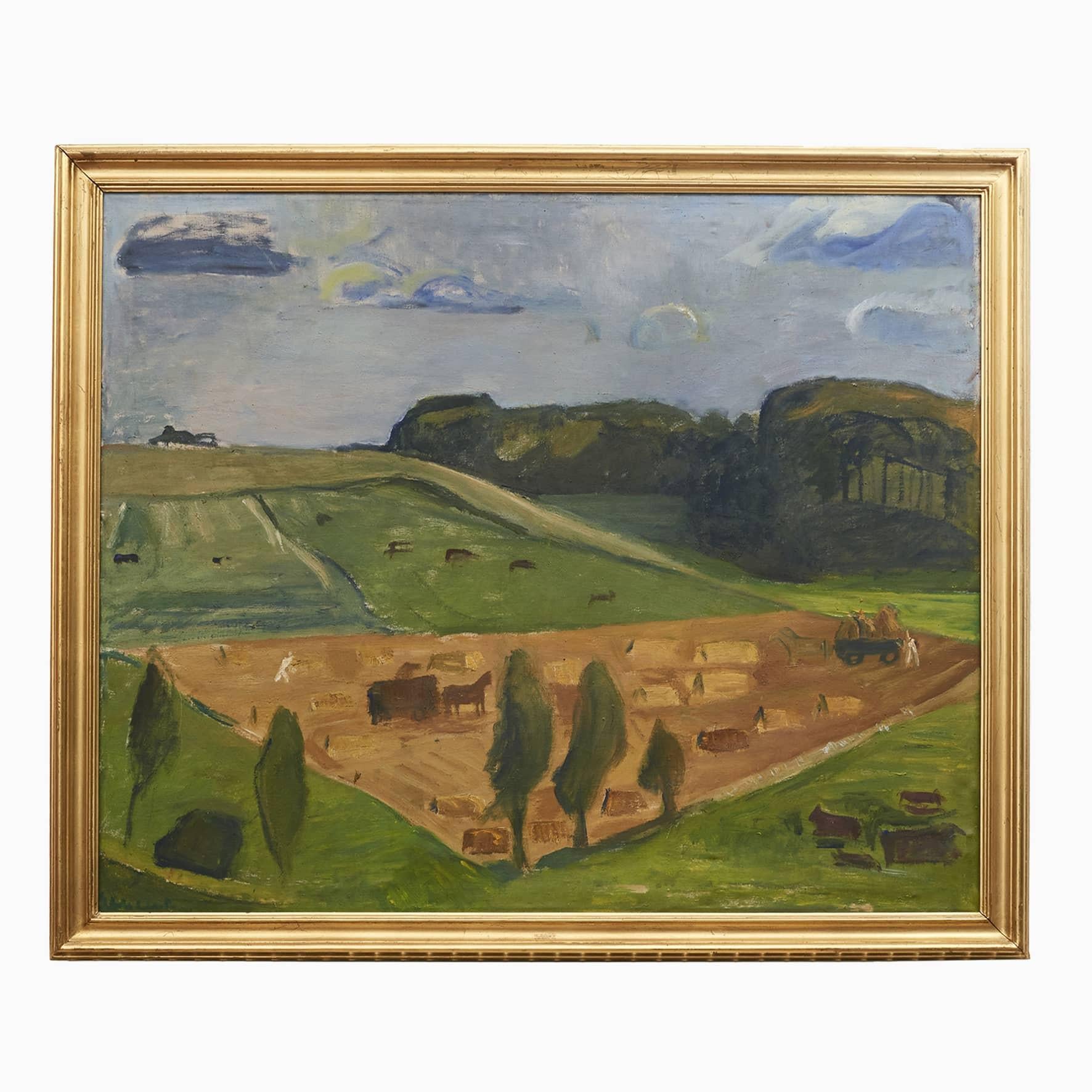 Ebba Carstensen, Danish painter 1885 - 1967.
Landscape, oil on canvas.

Gilded wooden frame: 107 x 127 cm - Without frame: 94 x 114 cm.
Signed: Ebba Carstensen 1956

From 1909 to 1913, Ebba Carstensen attended the Royal Danish Academy of Fine