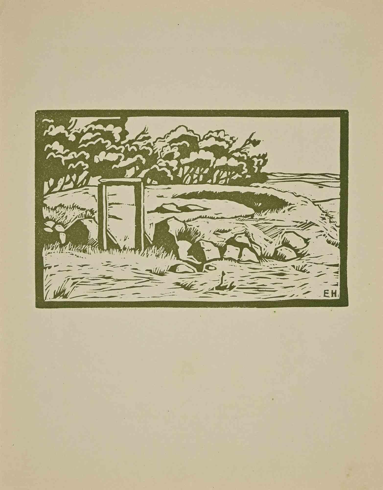 Tisvilde - Original Woodcut by Ebba Holm - 1925