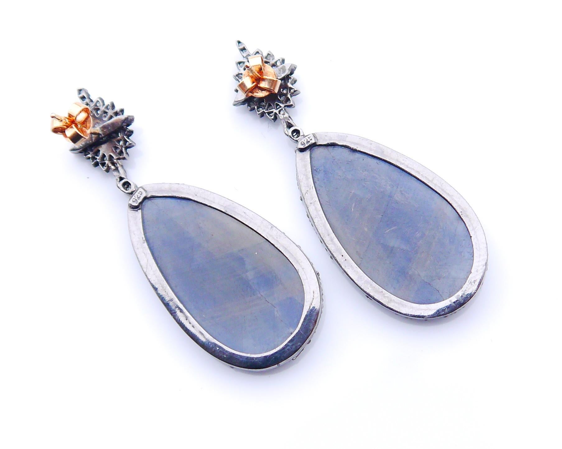 Ebba von Brahe Orecchini 32ctw Zaffiro 2ctw Daimonds Argento / Oro 14K / 15gr in vendita 7