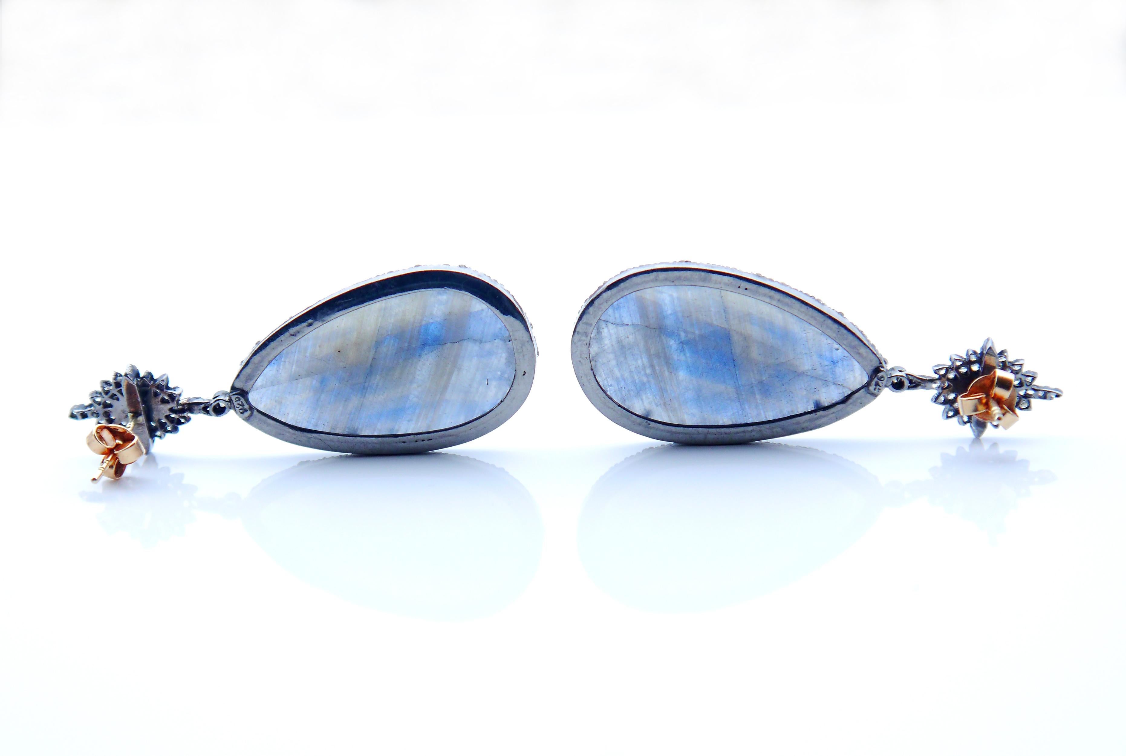 Ebba von Brahe Orecchini 32ctw Zaffiro 2ctw Daimonds Argento / Oro 14K / 15gr in vendita 8