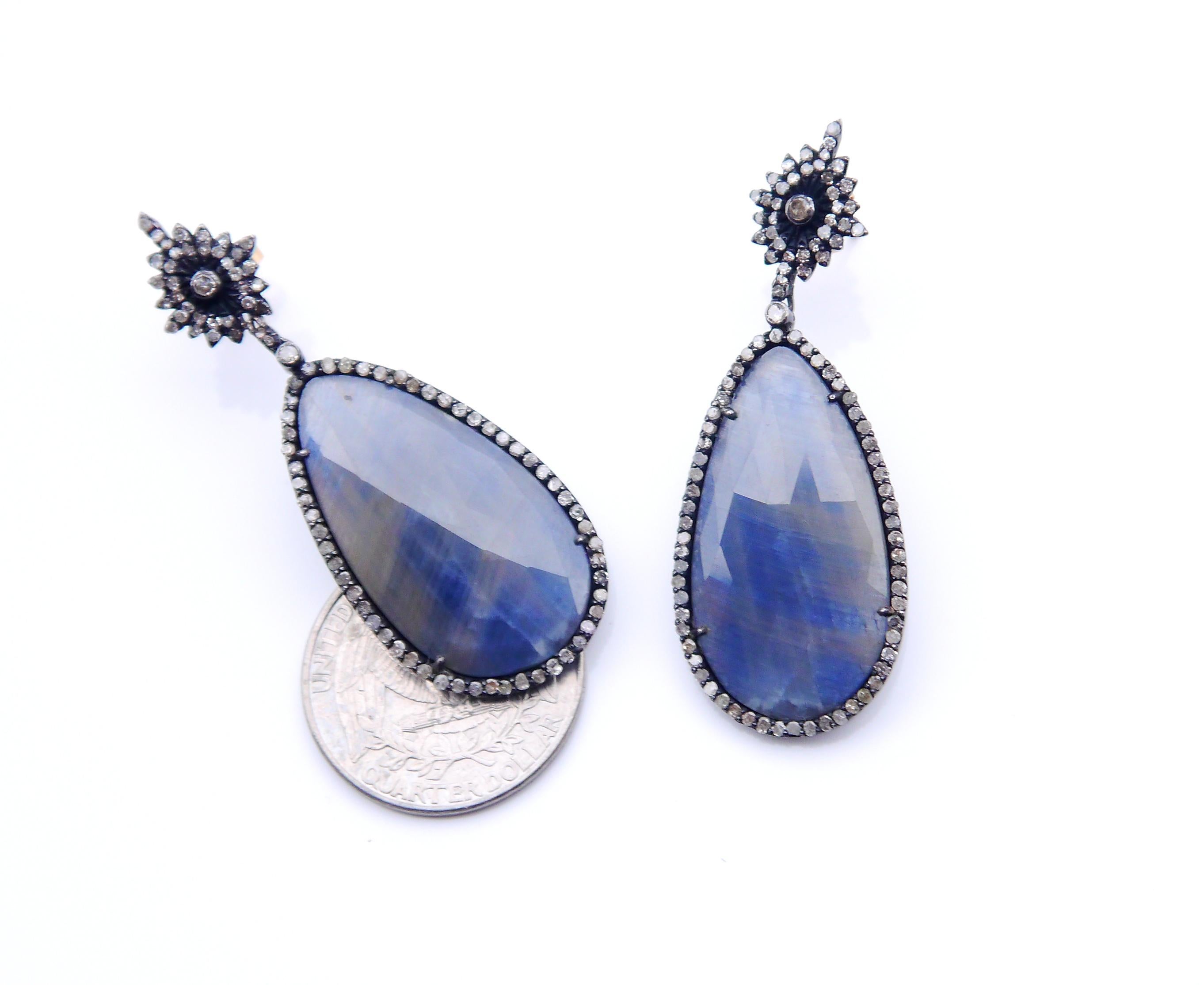 Ebba von Brahe Orecchini 32ctw Zaffiro 2ctw Daimonds Argento / Oro 14K / 15gr in vendita 10