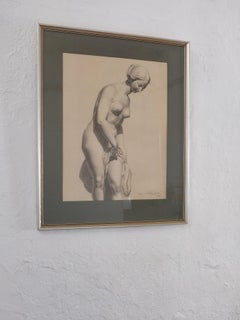 Ebba Von Wachenfeldt Charcoal Drawing of Woman Statue,  1883