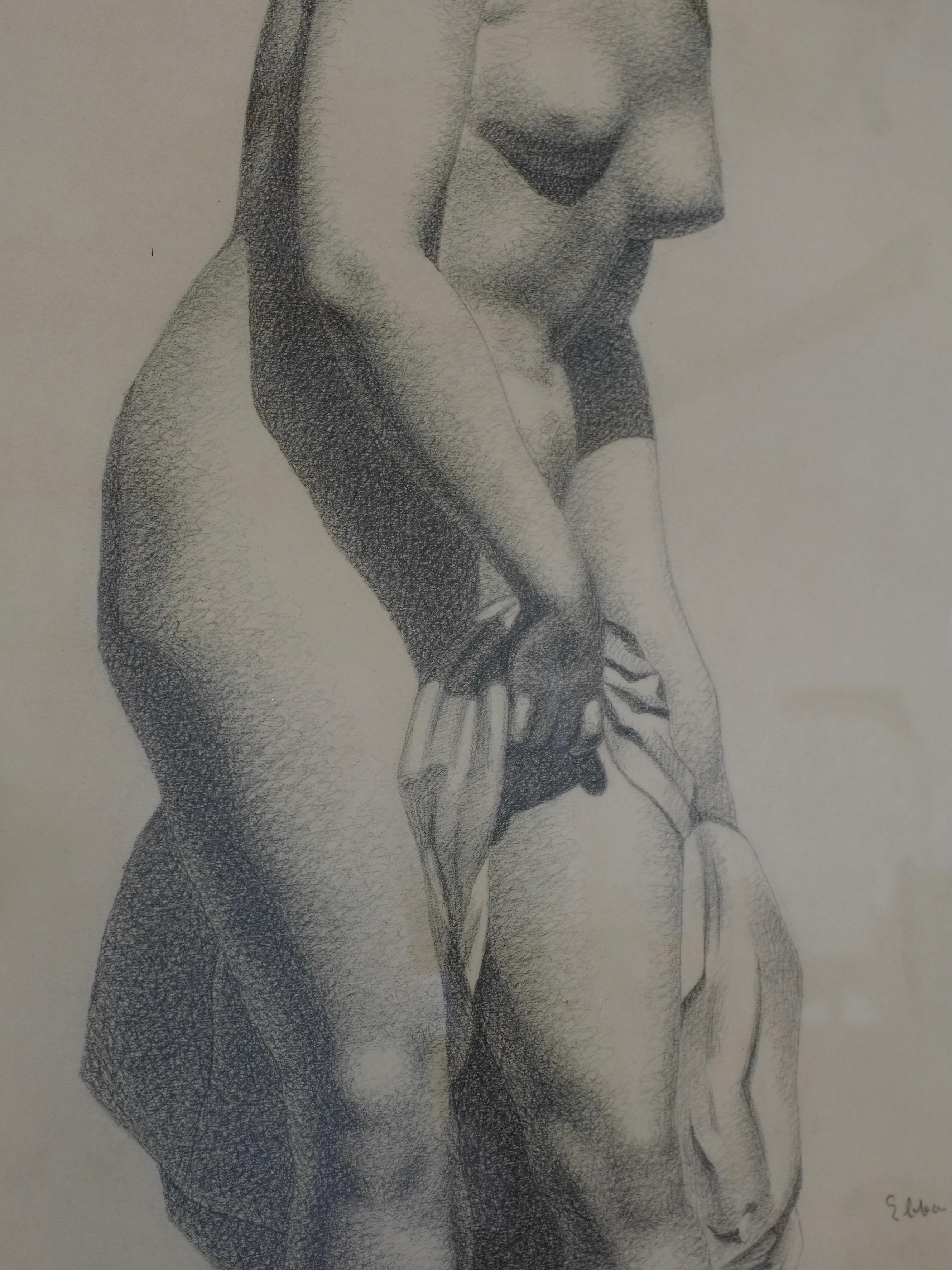 Ebba Von Wachenfeldt Kohlezeichnung einer Frauenstatue,  1883 (Spätes 19. Jahrhundert) im Angebot