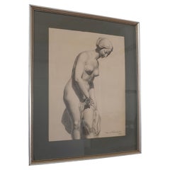 Ebba Von Wachenfeldt Kohlezeichnung einer Frauenstatue,  1883