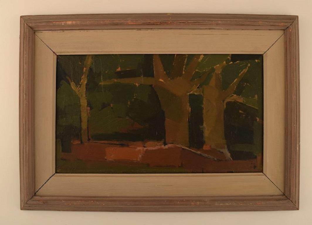 Ebbe Eberhardson (b. 1927), Sweden. Oil on board. Modernist landscape. 1960s.
The board measures: 37 x 21 cm.
The frame measures: 7 cm.
Indistinctly signed.
In excellent condition.