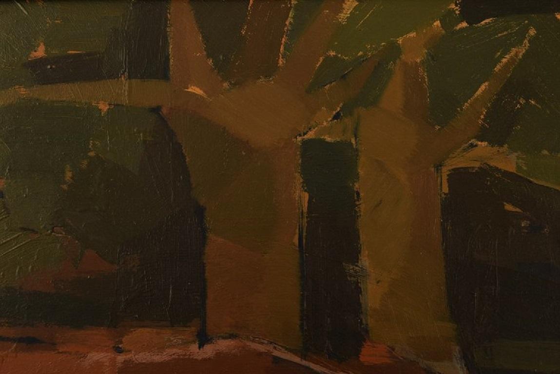 Swedish Ebbe Eberhardson 'B. 1927', Sweden, Oil on Board, Modernist Landscape, 1960s For Sale