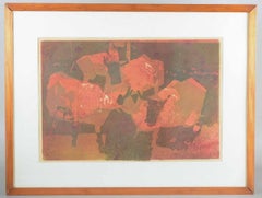 Ebbe Eberhardson. Modern composition with cows. Color print on paper. 1960s