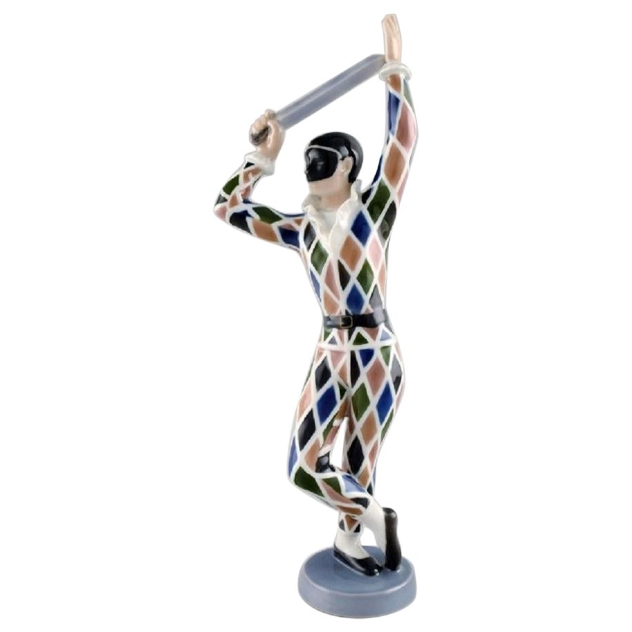 Ebbe Sadolin for Bing & Grøndahl. Harlequin porcelain figurine.