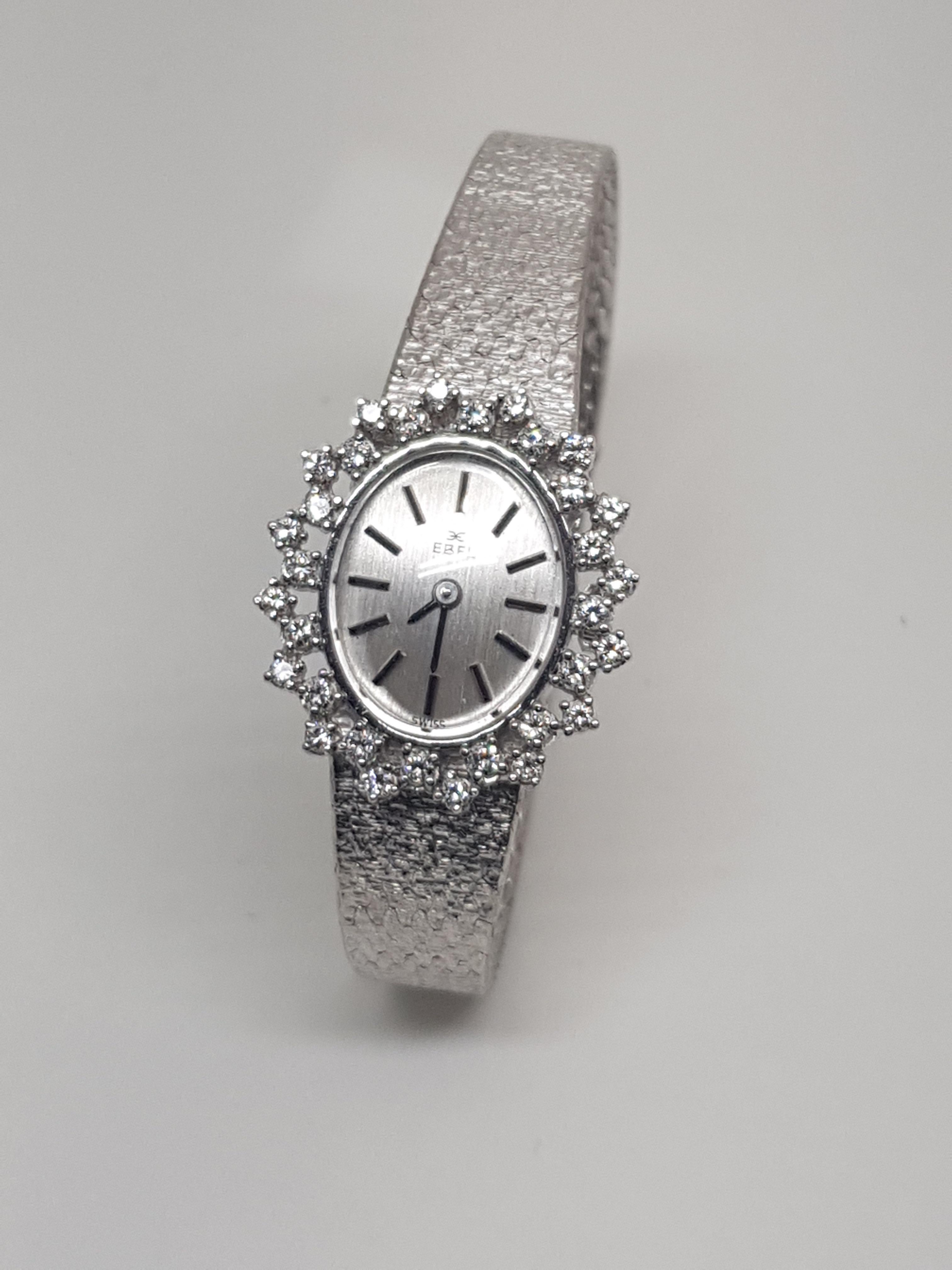 Women's Ebel 18 Karat White Gold Diamond Vintage Ladies Watch For Sale