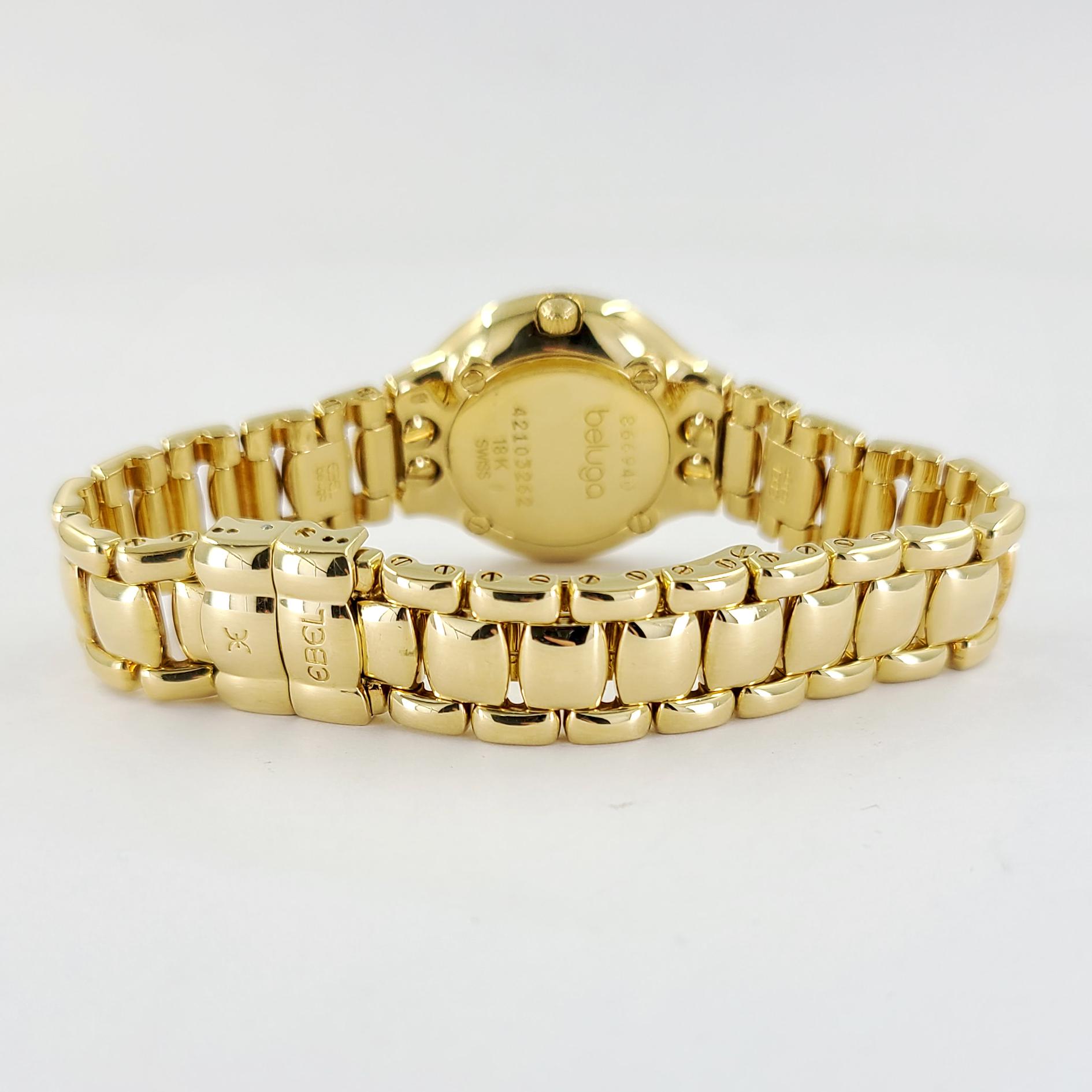 Ebel 18 Karat Gelbgold Damen-Güruga-Armbanduhr, Diamanten und Perlmutt 1