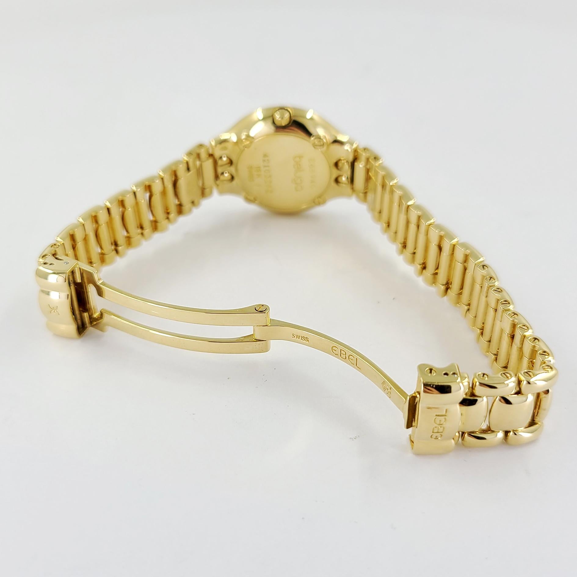 Ebel 18 Karat Gelbgold Damen-Güruga-Armbanduhr, Diamanten und Perlmutt 2