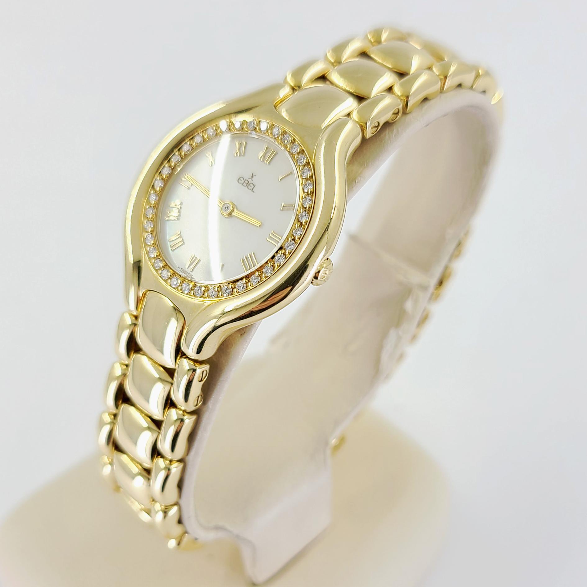Ebel 18 Karat Yellow Gold Lady's Beluga Wristwatch, Diamonds & Mother of Pearl 1