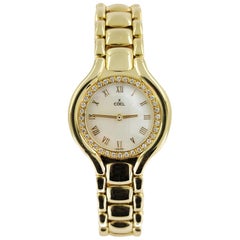 Ebel 18 Karat Yellow Gold Lady's Beluga Wristwatch, Diamonds & Mother of Pearl