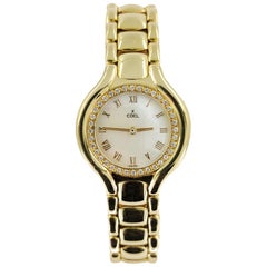 Ebel Montre-bracelet Beluga pour femme en or jaune 18 carats, diamants et nacre