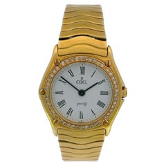 Ebel oro giallo 18k lunetta a onda con diamante