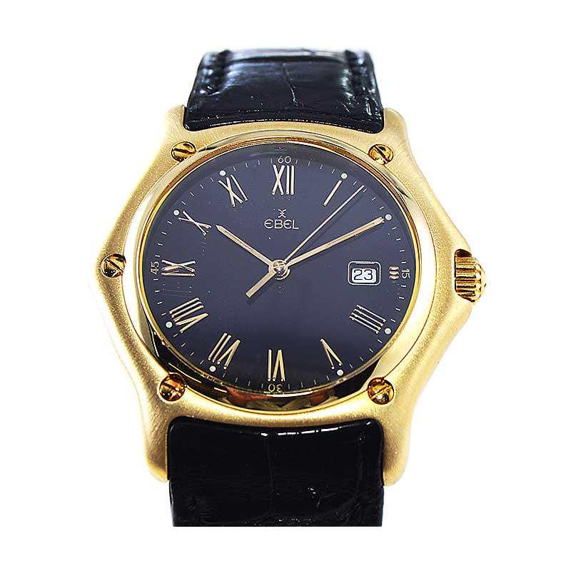 Ebel 18kt. Solid Gold 1911 Series with Original Dial, Buckle and Strap, 1980's For Sale 1