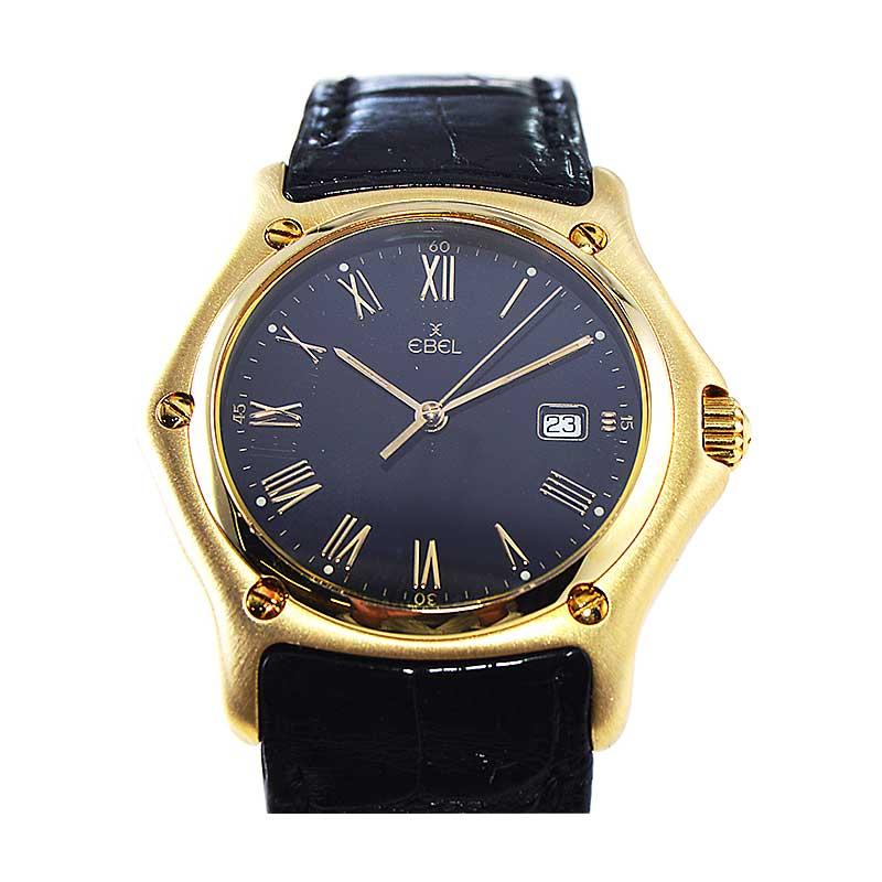Ebel 18kt. Solid Gold 1911 Series with Original Dial, Buckle and Strap, 1980's 1