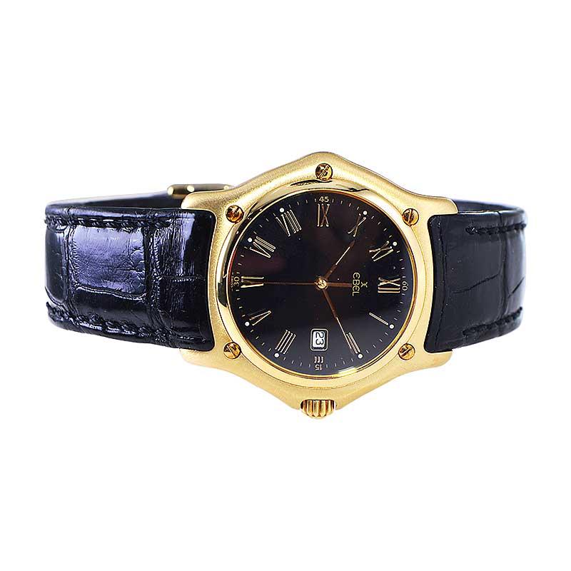 Ebel 18kt. Solid Gold 1911 Series with Original Dial, Buckle and Strap, 1980's 2