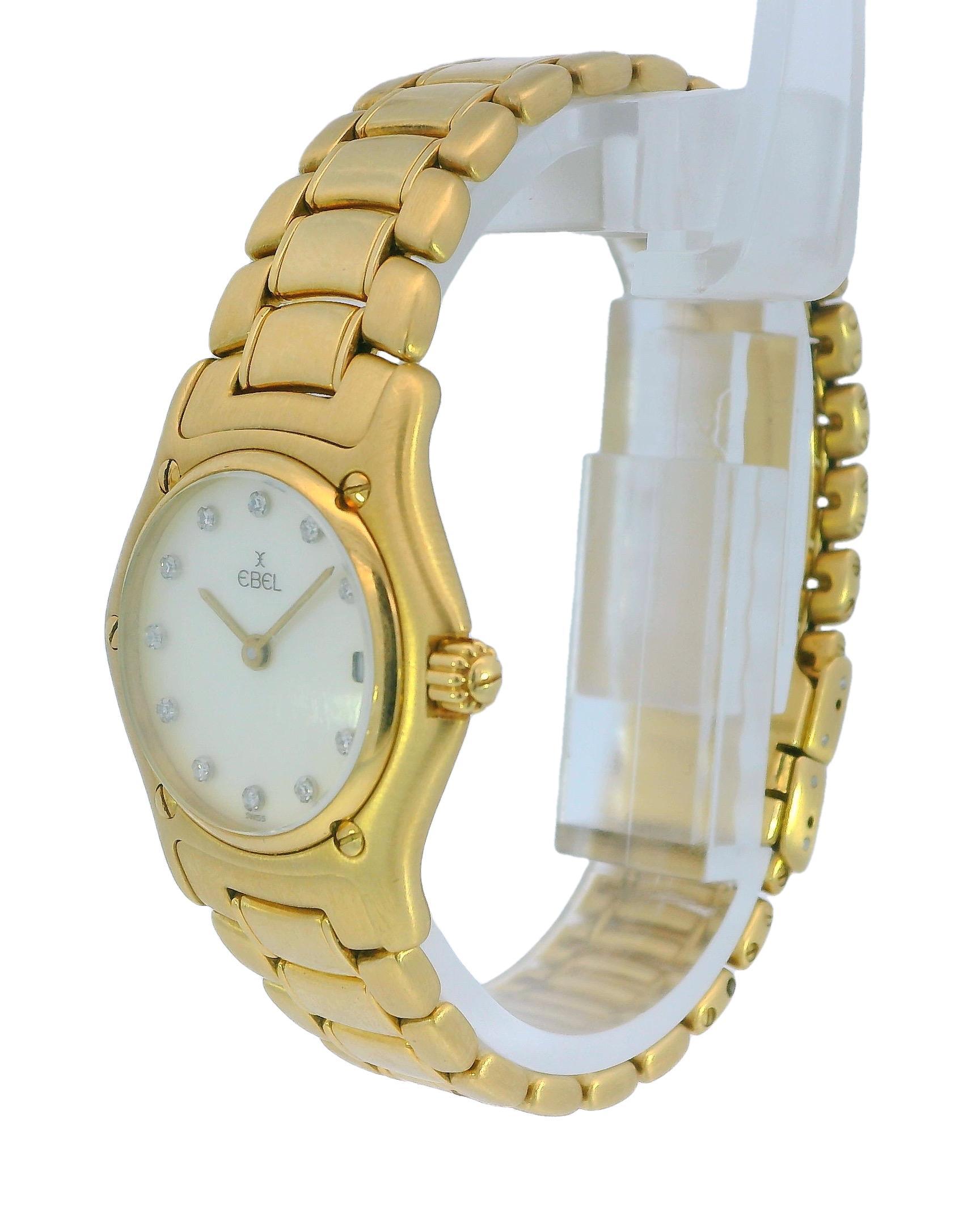 Ebel 1911 18 Karat Gelbgold MOP Diamant-Zifferblatt Damenuhr im Zustand „Hervorragend“ im Angebot in Great Neck Plaza, NY