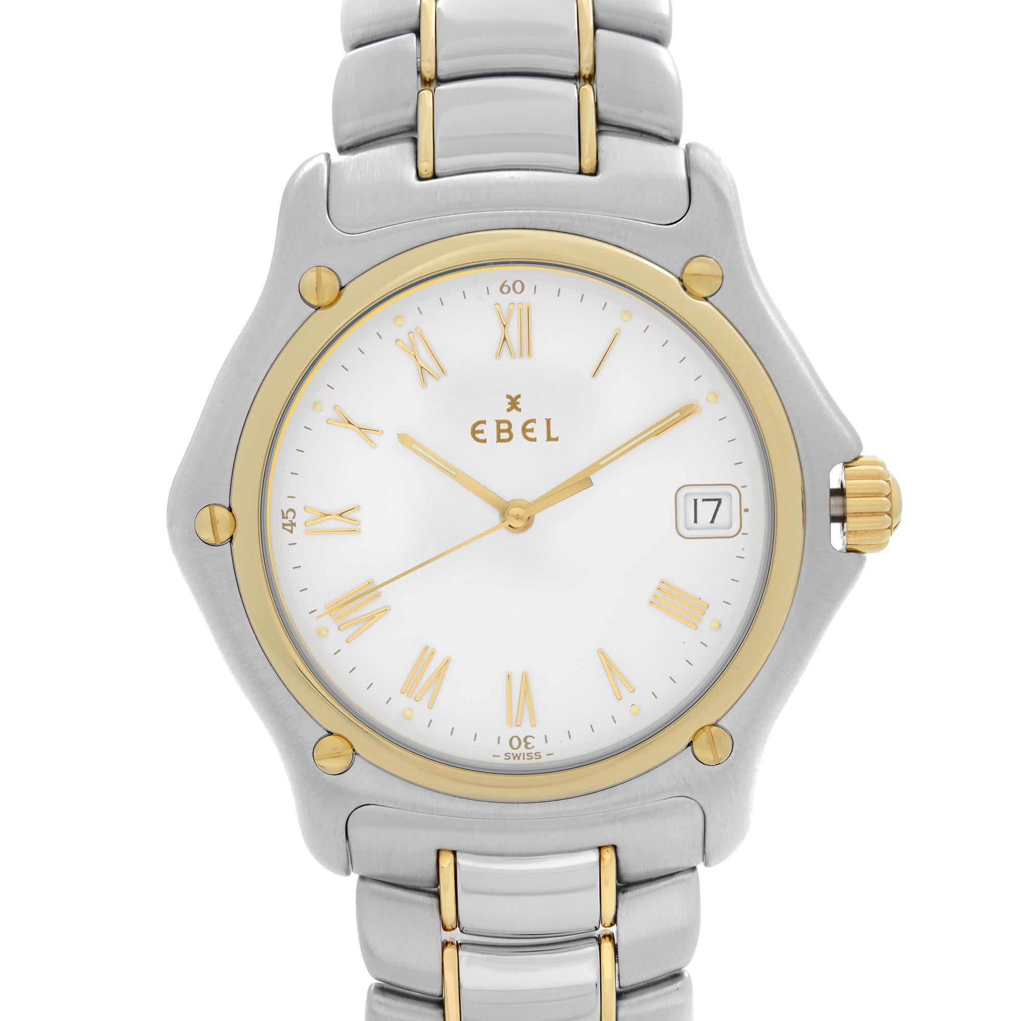 Pre Owned Ebel 1911 18k Yellow Gold Stainless Steel White Dial Quartz Mens Watch 1187916. The Watch has Minor Blemishes on the Dial around 12 Hour Marker. This Beautiful Timepiece is Powered by Quartz (Battery) Movement And Features: Round Stainless