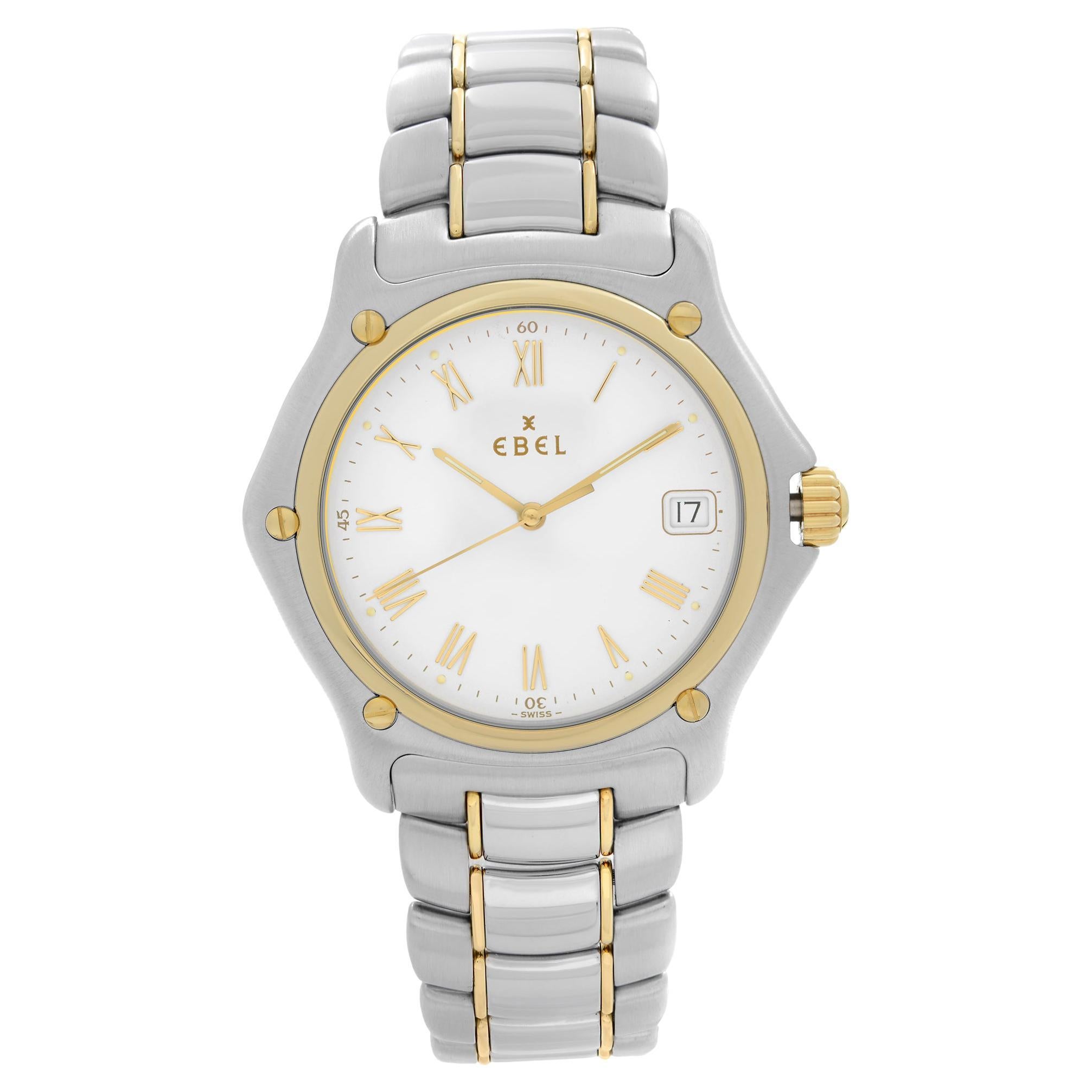 Ebel 1911 18k Yellow Gold Stainless Steel White Dial Quartz Mens Watch 1187916