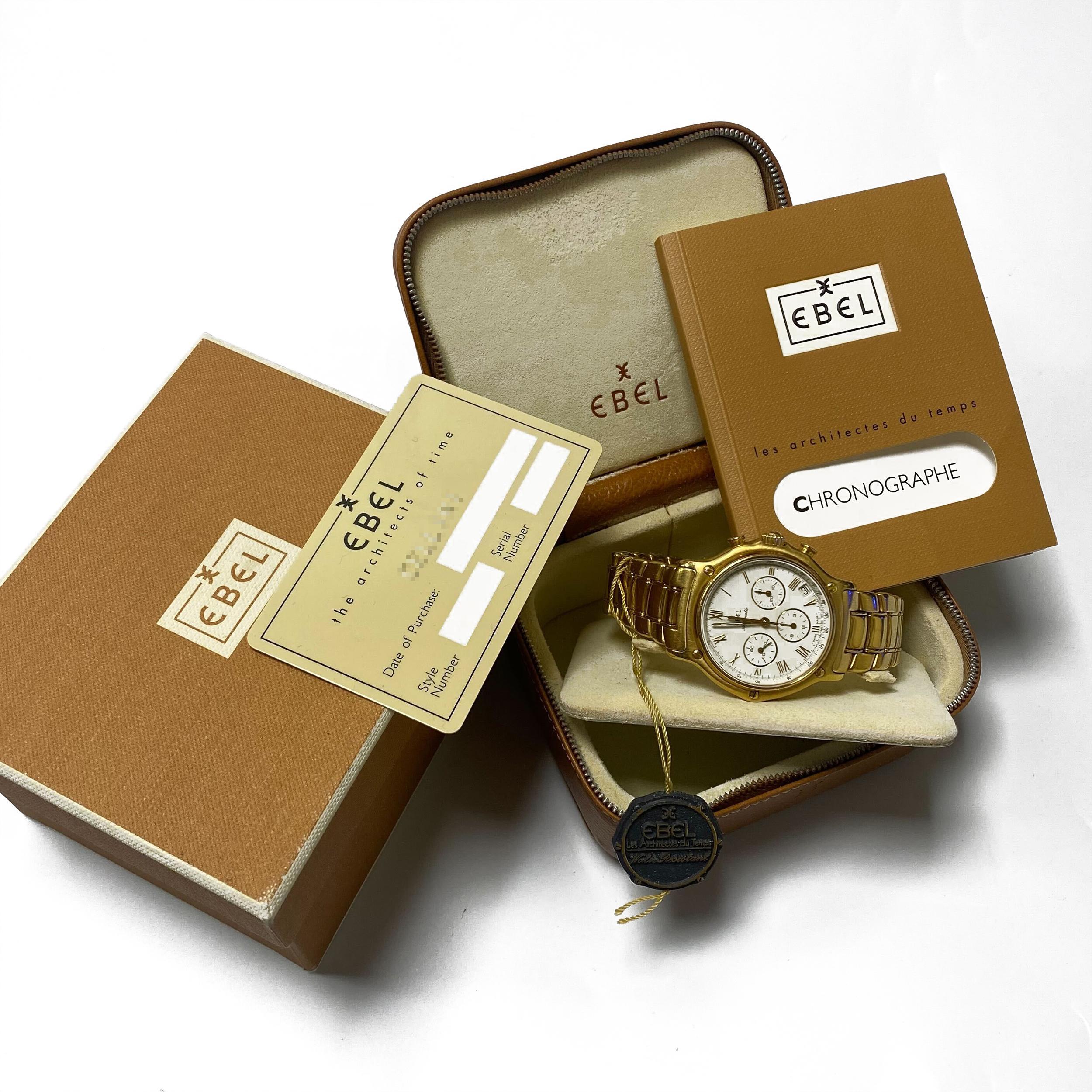 Men's Ebel 1911 Chronograph 18k Yellow Gold White Dial Men Watch 8134901