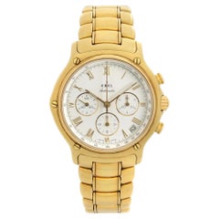 Used Ebel 1911 Chronograph 18k Yellow Gold White Dial Men Watch 8134901