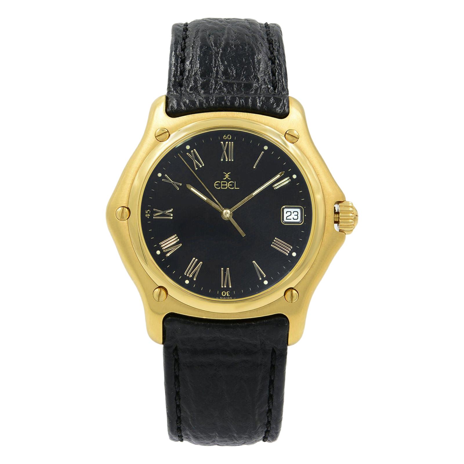 Ebel 1911 8187916 18 Karat Yellow Gold Black Roman Dial Quartz Unisex Watch