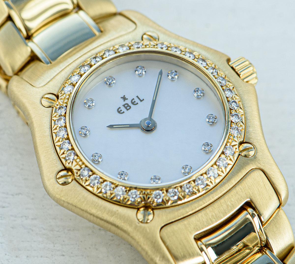 Ebel 1911 Ladies 18 Karat Gold White Mother of Pearl Dial Diamond Set 8157114 In Excellent Condition In Mayfair, London, London