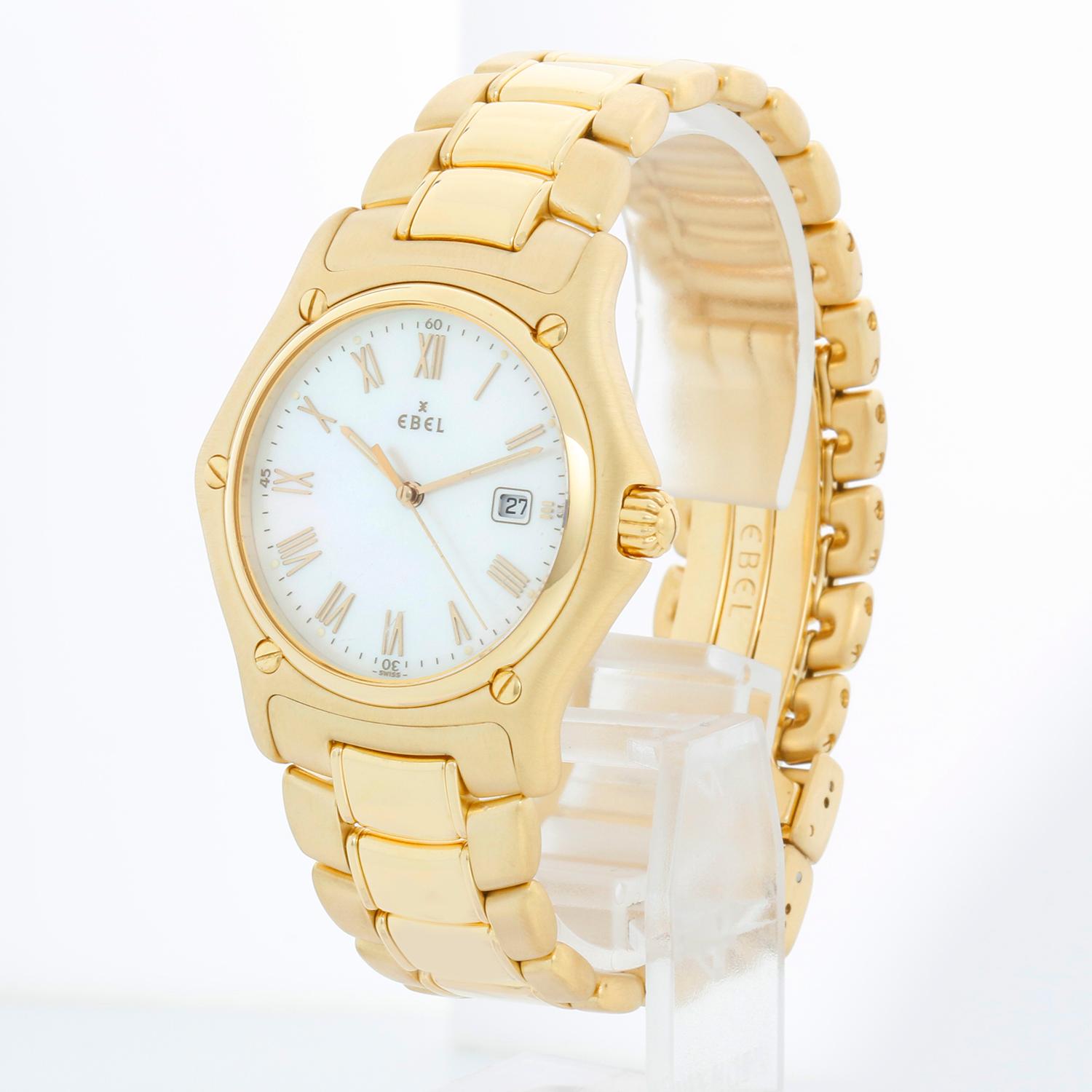 Ebel 1911 Mother of Pearl 18k Yellow Gold Automatic Watch In Excellent Condition In Dallas, TX