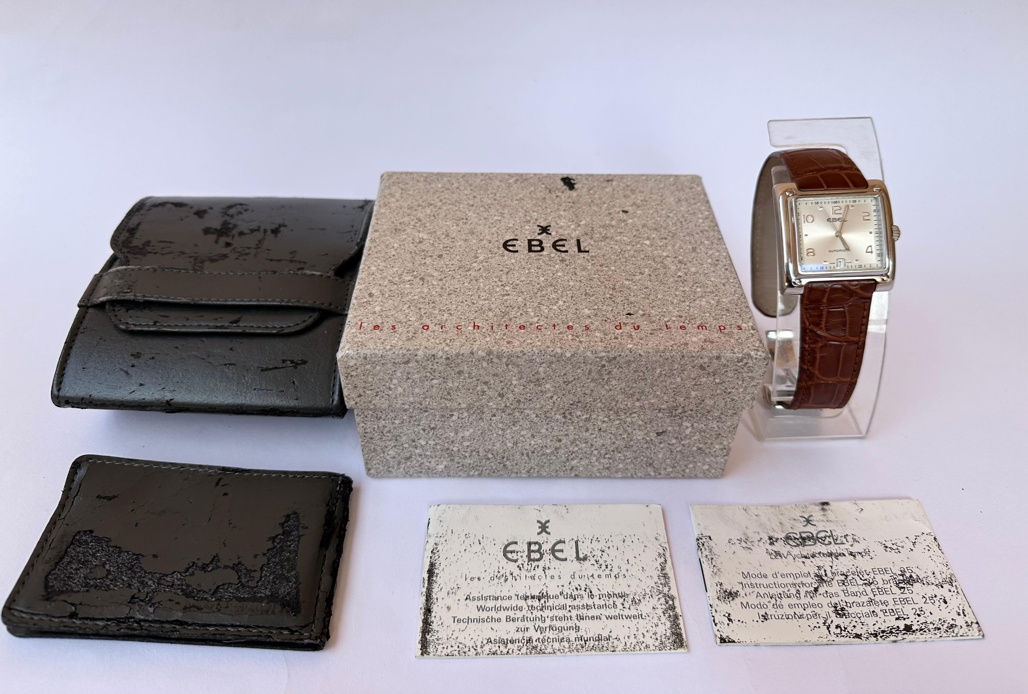 Ebel 1911 Series Carree Square Automatic E9120143 Full Set For Sale 7